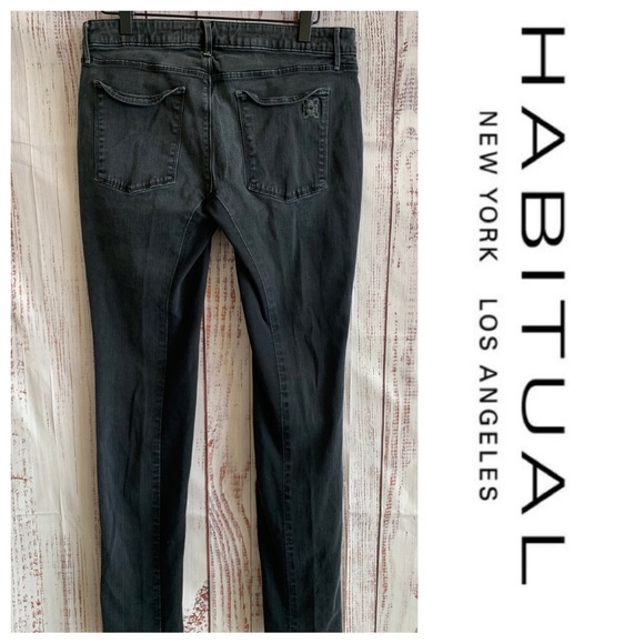 Faded Black Stretch Knit Panel Slim Leg Jeans { Habitual } - Picture 6 of 13